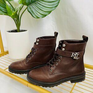 Ralph Lauren Lauren Womens Elridge Leather Ankle Boots Brown 5 Medium